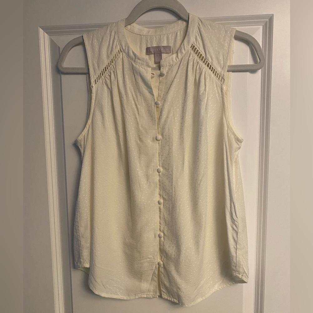 CHELSEA28 button front white tank - size small